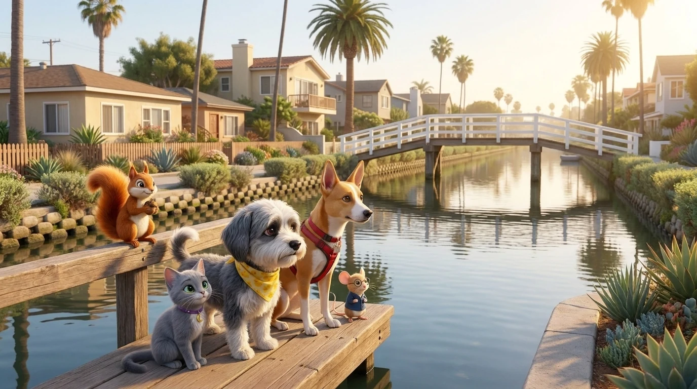Milo and friends looking out across the Venice canals